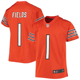 youth nike justin fields orange chicago bears game jersey_p